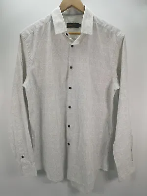 Mens Blue Inc White Cotton Blend Long Sleeve Shirt  Stylish Casual Wear • $9.85