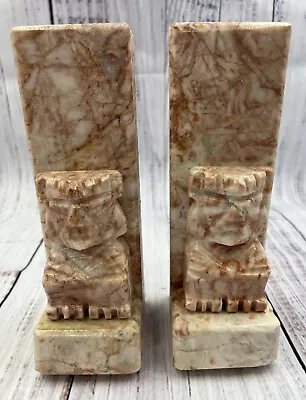Vintage Marble Aztec Mayan Figurine Sculpture Statue Stone King Bookend • $39.99