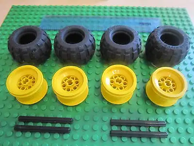 £3.99 • Buy Lego 4 X YELLOW Balloon Wheels 43.2 X 28 S With Pneumatic Rubber Tyres + 4 Axles
