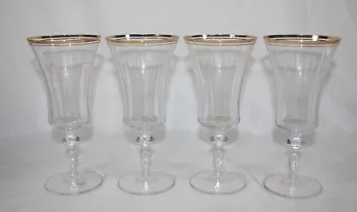 4 MIKASA Jamestown Gold Trim Iced Tea Water Wine Goblets Austria Set # 2 • $29.99