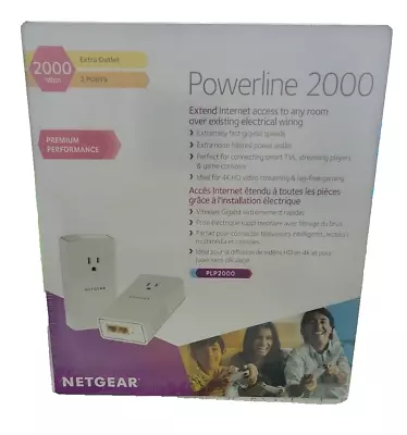 Netgear Powerline PLP2000 Network Extender With Extra Outlet Brand New Sealed • $74.95