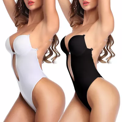 Fajas Colombianas Backless Body Shaper U Plunge Sexy Slip Bra Deep V Bodysuits . • $18.99