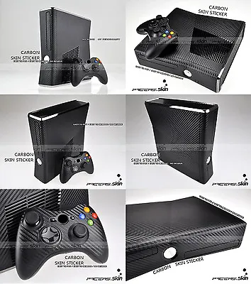 $9.99 • Buy Black Carbon Fiber Decal Skin Sticker For Xbox360 Slim And 2 Controller Skins