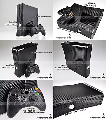 Black Carbon Fiber Decal Skin Sticker For Xbox360 Slim And 2 Controller Skins • $9.99