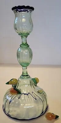 Vintage Italian Venetian Hand Blown Candlestick Candle Holder W/Fruits Damaged  • $20