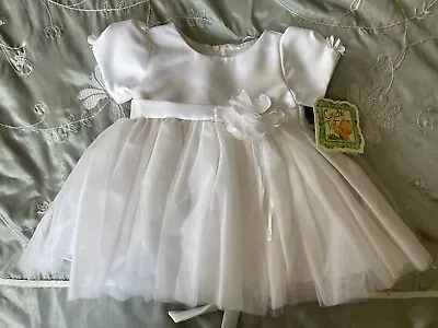 Baby Couche Tot Christening Wedding Bridesmaid Dress White Age 3-6mths • £15