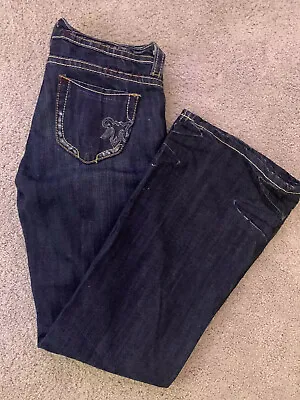 $10 • Buy Vintage MEK Haute Rag Denim Jeans Dark Wide Cut Size 11 Super Flattering NWOT