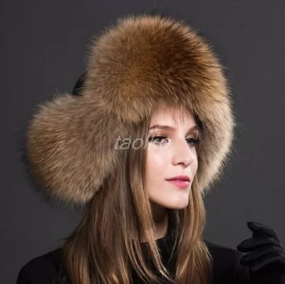 Women Real Raccoon Fur Leather Fox Mink Fur Earflaps Outdoor Hat Cap Winter Warm • $93.21