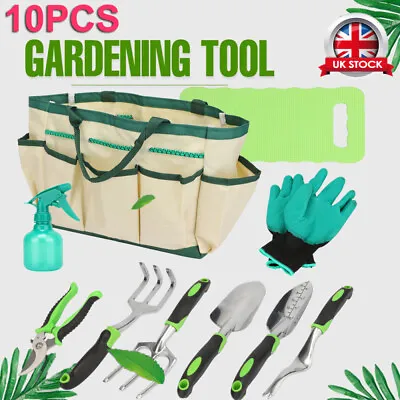 10PCS Garden Hand Tools Set Gardening Tool Kit Essentials With Storage Tote Bag • £14.88