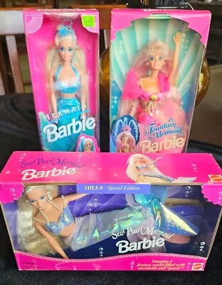 Fountain Mermaid Barbie 1993/Sea Pearl Mermaid Barbie 1995/Mermaid Barbie 1991 • $129.99