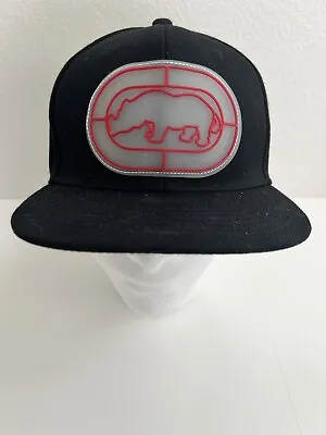 Mens Ecko Unltd Rubberized Rhino Adjustable Snapback Cap Black Hat • $13.99