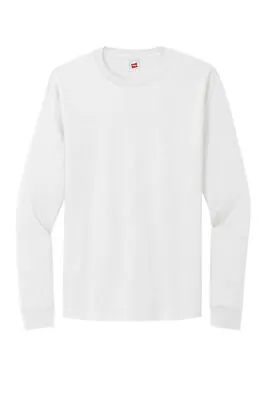 Hanes 5286 Mens Long Sleeve Essential-T 100% Cotton Stylish T-Shirt • $11.89