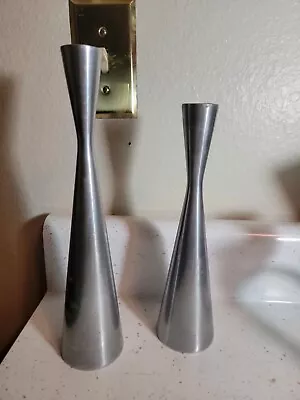 Ikea Danish Modern Stainless Steel ?candlesticks Candle Holders Set Of 2 • $29.99