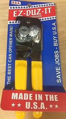 EZ DUZ IT Made In The USA Manual CAN OPENER W/ YELLOW Grips AMERICAN Made • $16.50