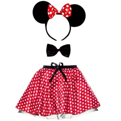 Mouse Adults Headband Ears & Tutu Minnie Skirt Costume Red Womens Fancy Dress  • £11.99