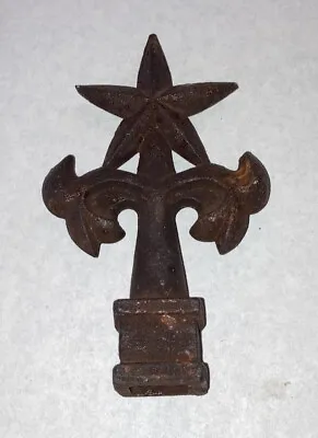 $5.25 • Buy Vintage Ornate Cast Iron Fence Finial Texas Star Aged Rusty Patina $5.25 EACH