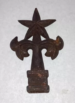 Vintage Ornate Cast Iron Fence Finial Texas Star Aged Rusty Patina $5.25 EACH • $5.25