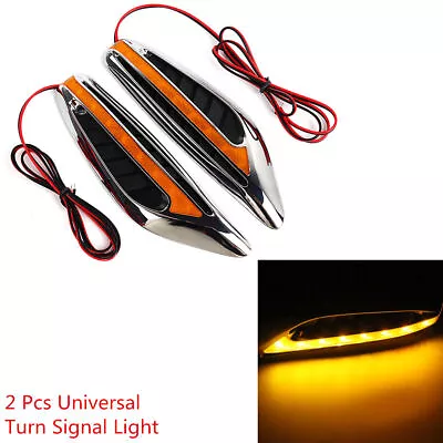 Universal 2 Pcs Yellow LED Car Turn Signal Light Sider Fender Lights Blade Style • $15.04