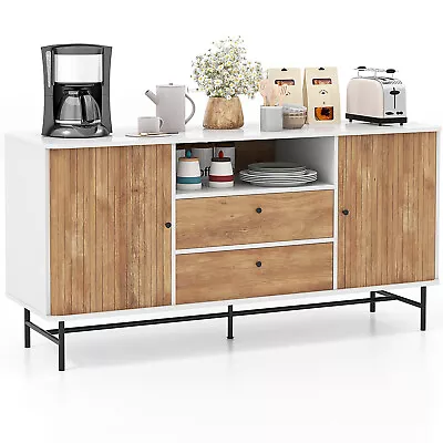 Versatile TV Stand Buffet Sideboard W/Sliding Tambour Doors Management Hole • $199.99