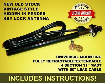 Radio Antenna New Fully Retractable Replacement Car Truck New Vintage Style Usa • $38.90