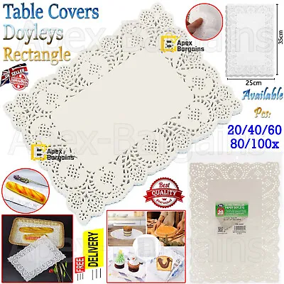 Rectangle Napkin Lace Paper Doilies Table Covers Doyleys Catering Cake Holder UK • £3.59