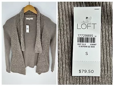 Loft NEW Sweater Womens Small Beige Long Sleeve Open Front Waterfall Cardigan • £15.33