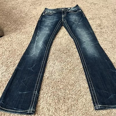 Miss Me Jeans Sz 27 Signature Rise Boot Cut Faded Long Inseam 34 • $15
