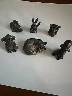 Rare Vintage Miniature Pewter Animal Figurines Lot Of 6 Very Old Marked Pieces! • $2.50