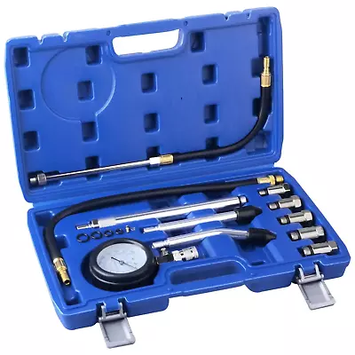 11 Pcs Cylinder Compression Tester Gas Engine Gauge Kit Tool Auto Car Motorcycle • $27.89