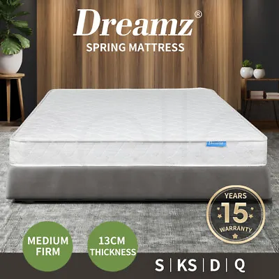 Dreamz Mattress Spring Queen Double King Single Bed Tight Top Medium Firm 13CM • $165.99