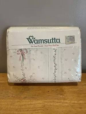 Vintage Wamsutta Percale Cream Floral Trellis Bouquet Full Size Sheet Set • $49.99