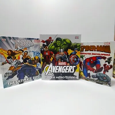 Marvel DK Avengers Spider-Man And X-Men Guides/Encyclopedia 3 Book Bundle Lot • £11.21