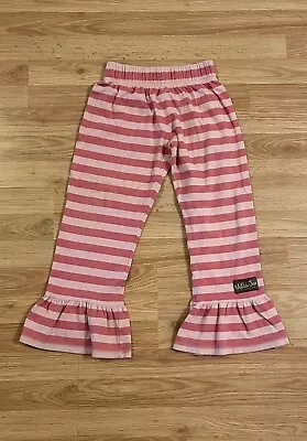 Matilda Jane Gypsy Blue House Of Clouds Parallel PR Pink Stripe Ruffle Pants 10 • $26