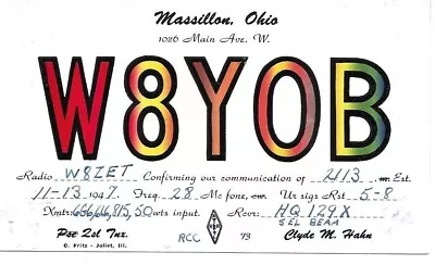 QSL  1947 Massillon Ohio   Radio Card • $5.52