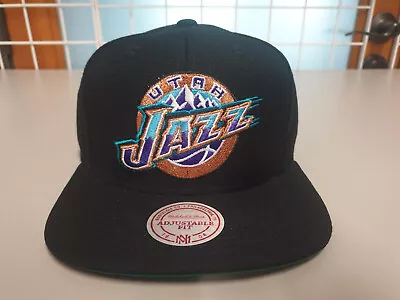 Mitchell & Ness NBA Utah Jazz Old School Team Logo Black Retro Snapback Cap Hat • $29.95