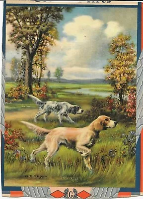 G.B. Fox Hunting Dogs Trees Water Grass Print Vintage • $19.99