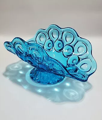 Vintage LE Smith Blue Glass Moon & Stars Banana Napkin Holder Smaller Size • $24.97