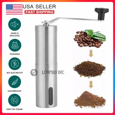 Manual Coffee Bean Grinder Stainless Steel Hand Coffee Mill Ceramic Burr US Ship • $9.73