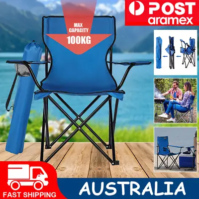 120KG Camping Chairs Folding Arm Foldable Portable Outdoor Beach Fishing Picnic • $14.50