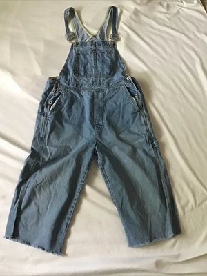 $15.05 • Buy Size M Blue Gap Overalls Light Indigo Fall 2001 Y2K Cutoff Distressed