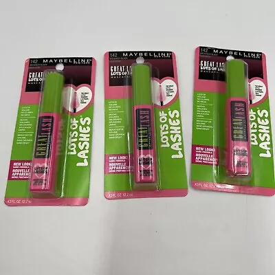 3 Pack Maybelline Great Lash Lots Of Lashes Washable Mascara Brownish Black 142 • $25