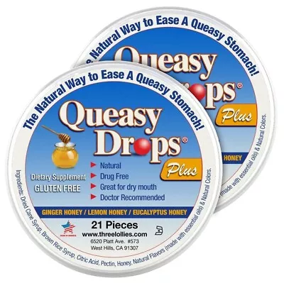 2 PACK Queasy Drops Nausea Relief Assorted Flavors 21 Lozenges NEW • $8