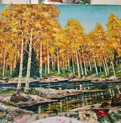 Vintage 1963 Original Oil Painting On Canvas Board Fall Scene Signed 18  X 24   • $149.99