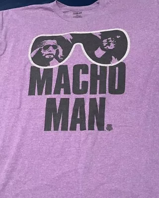 WWE Shirt Men XXL 2XL Purple Black Tee Macho Man Randy Savage Wrestling WWF • $15