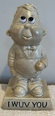 Vintage 1970 R & W Berries Cos Figurine Statue  I Wuv You  Beige W/ Big Eyes • $5.88