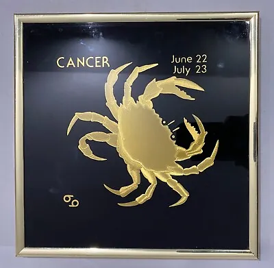 Vintage Kafka Industries Gold Foil Art Etching Cancer Zodiak Star Sign 10x10 In • $10.37