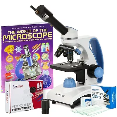 AmScope 40X-1000X Portable Student Microscope XL Kit+Wi-Fi 2.0MP Eyepiece Camera • $492.53