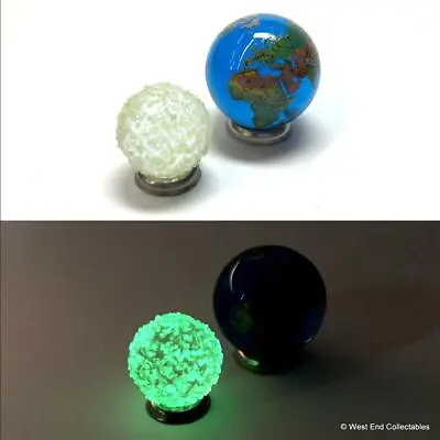 Earth And Glow In The Dark Moon Glass Marbles - Planet Globe World Marble • $13.68