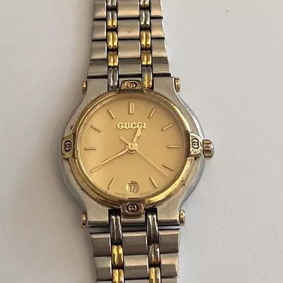 Gucci 9000L 25mm Watch Quartz Women's Gold Dial Silver OldGucci Vintage • $139.99