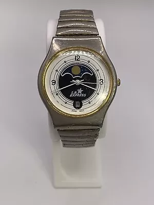 Vintage L.A. Express Watch For Men Moon Phase Stretch Band New Battery  • $19.99